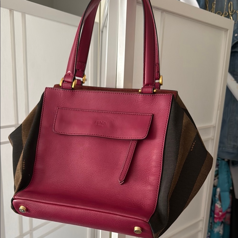 Fendi Pink and Brown Satchel with Modern Elegance